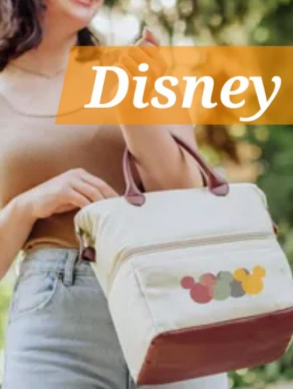Disney Cream Urban Tote Lunch Bag with Brown Trim - 3 Compartments